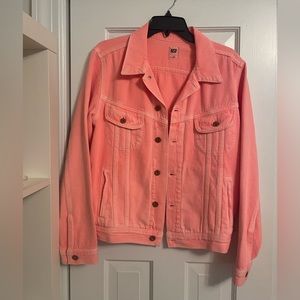 NSF coral/ orange/ peach denim jacket, size M